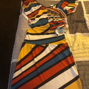 Bright multi-color skirt set